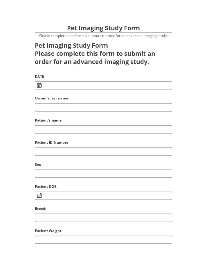 Update Pet Imaging Study Form from Netsuite