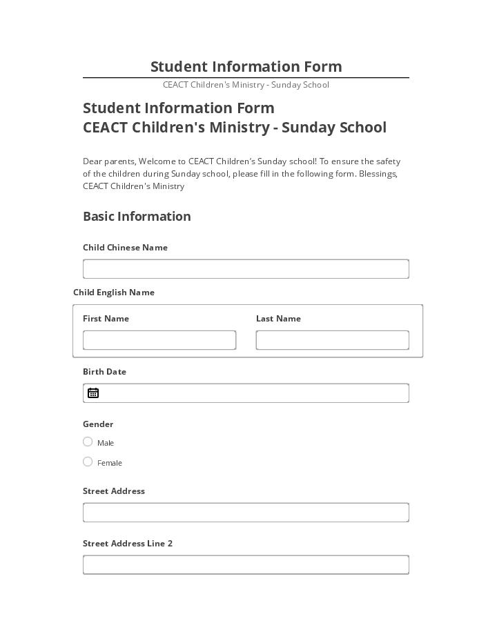 Update Student Information Form from Netsuite