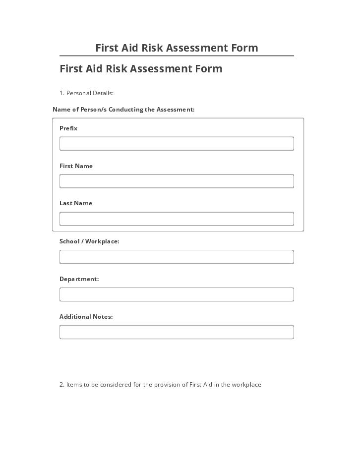 Pre-fill First Aid Risk Assessment Form from Netsuite