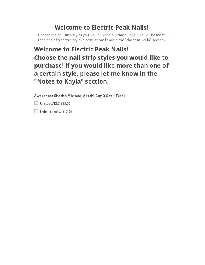 Arrange Welcome to Electric Peak Nails! in Salesforce