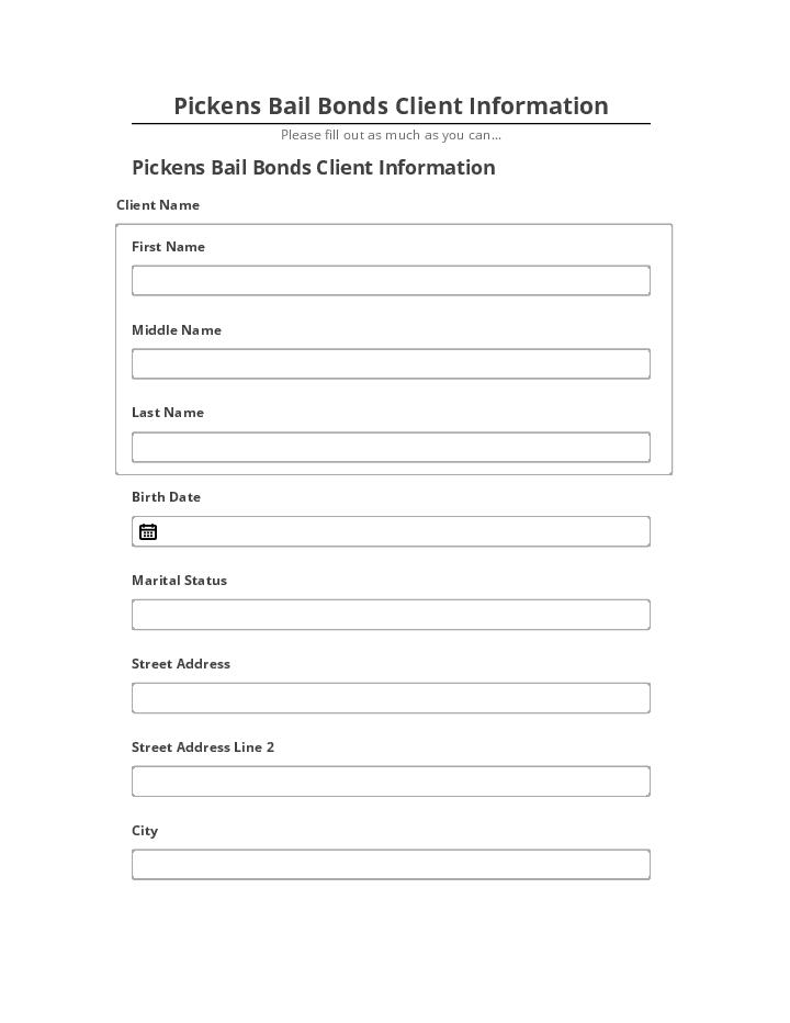 Arrange Pickens Bail Bonds Client Information