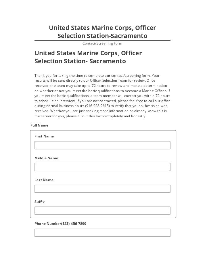 Archive United States Marine Corps, Officer Selection Station-Sacramento to Salesforce