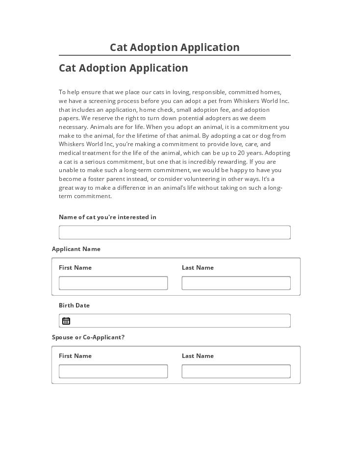 Export Cat Adoption Application to Salesforce