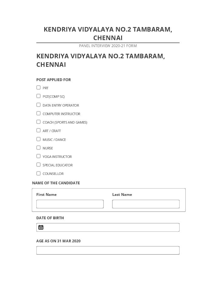 Incorporate KENDRIYA VIDYALAYA NO.2 TAMBARAM, CHENNAI in Salesforce