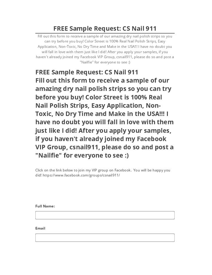 Arrange FREE Sample Request: CS Nail 911 in Microsoft Dynamics