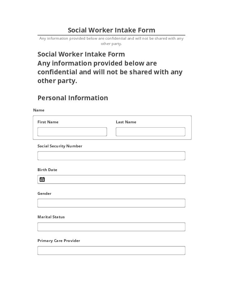 Arrange Social Worker Intake Form