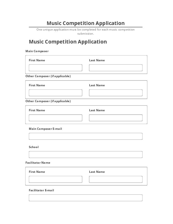 Pre-fill Music Competition Application from Salesforce