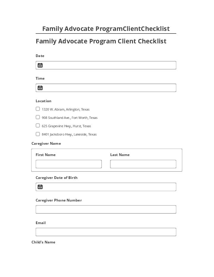 Extract Family Advocate ProgramClientChecklist from Salesforce