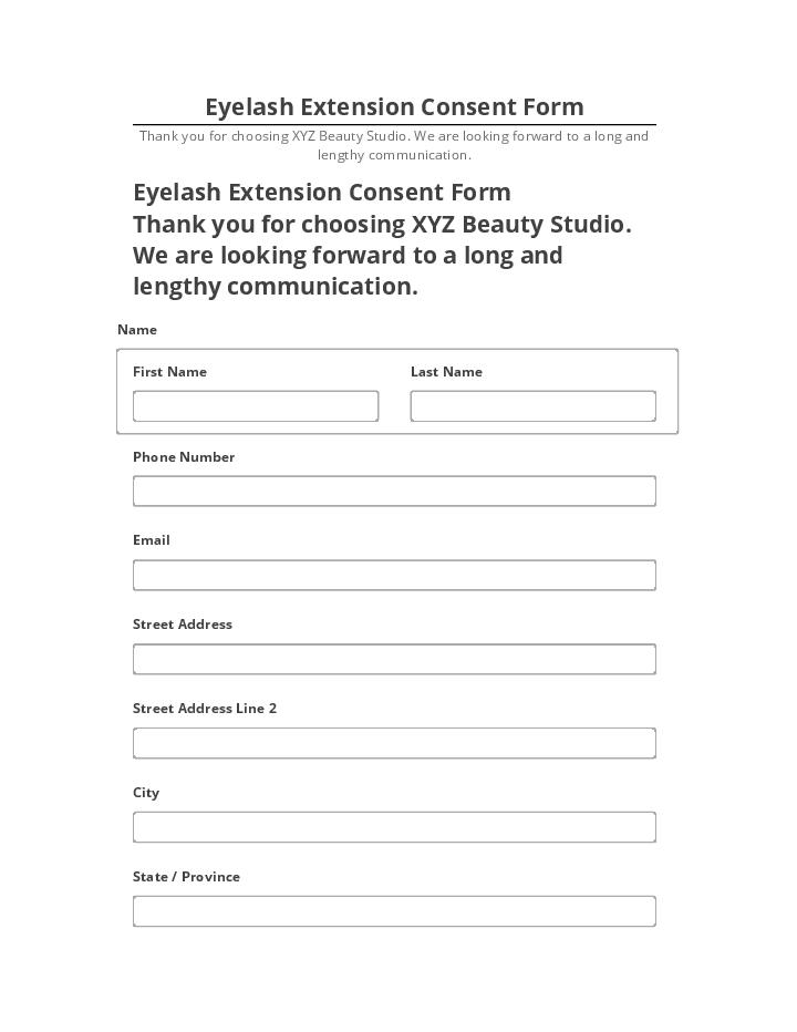 Pre-fill Eyelash Extension Consent Form from Salesforce