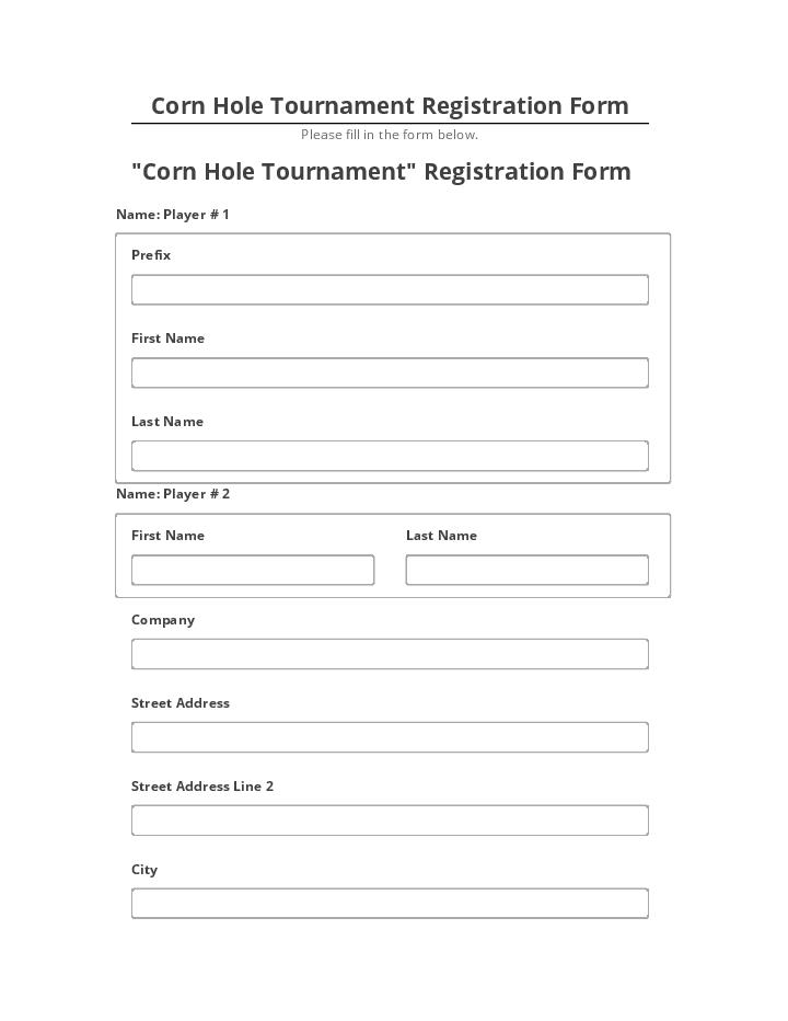 Pre-fill Corn Hole Tournament Registration Form from Microsoft Dynamics