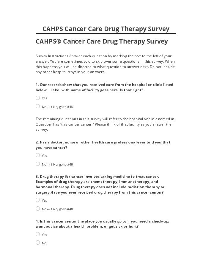 Incorporate CAHPS Cancer Care Drug Therapy Survey in Salesforce