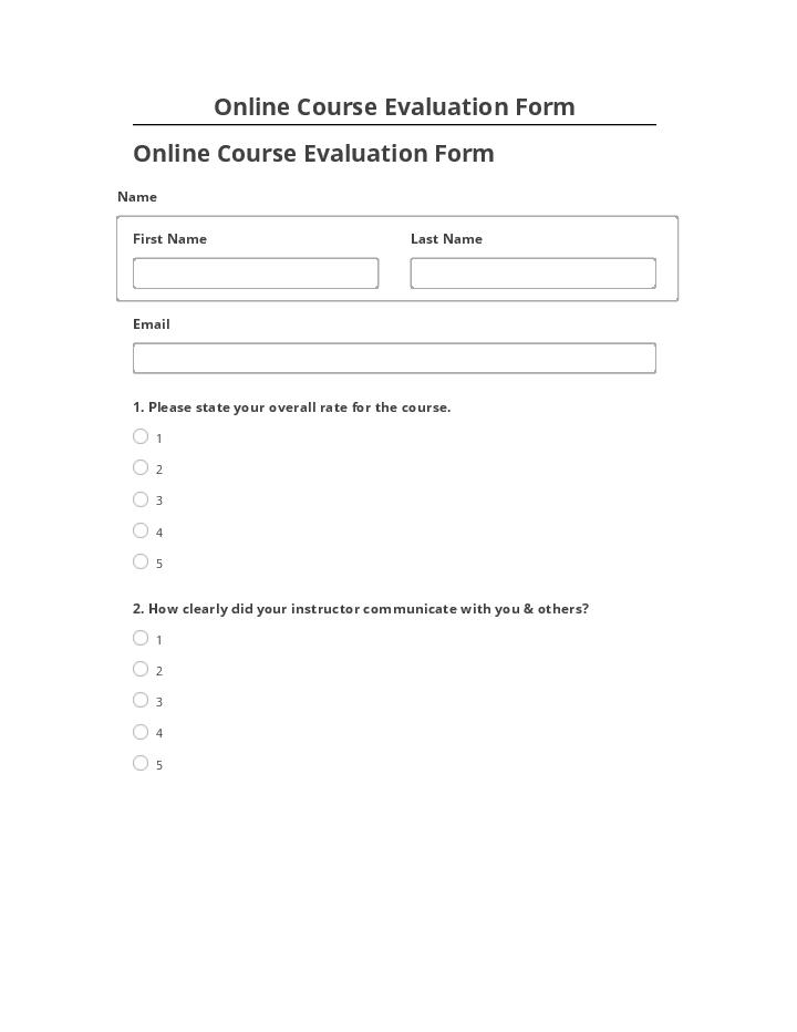 Arrange Online Course Evaluation Form in Netsuite