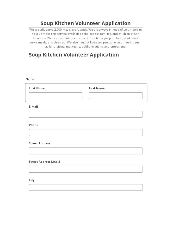 Incorporate Soup Kitchen Volunteer Application