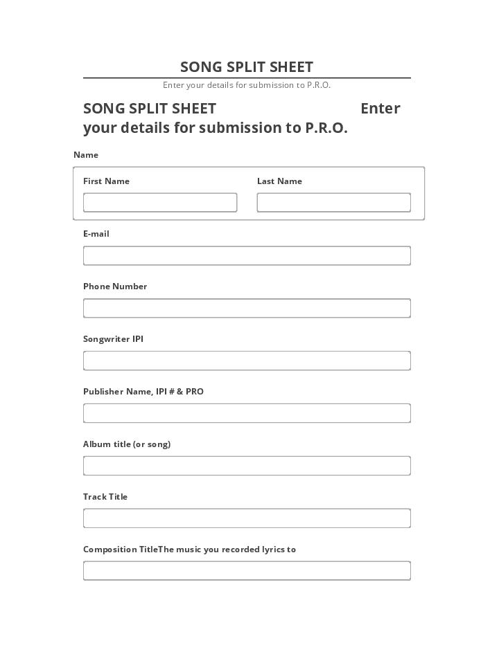 Incorporate SONG SPLIT SHEET in Salesforce