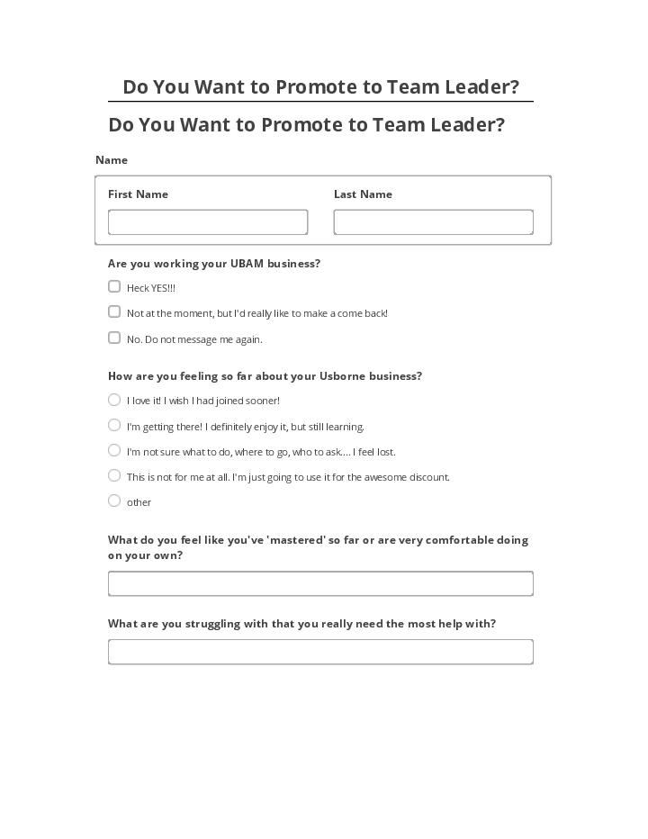 Pre-fill Do You Want to Promote to Team Leader? from Microsoft Dynamics