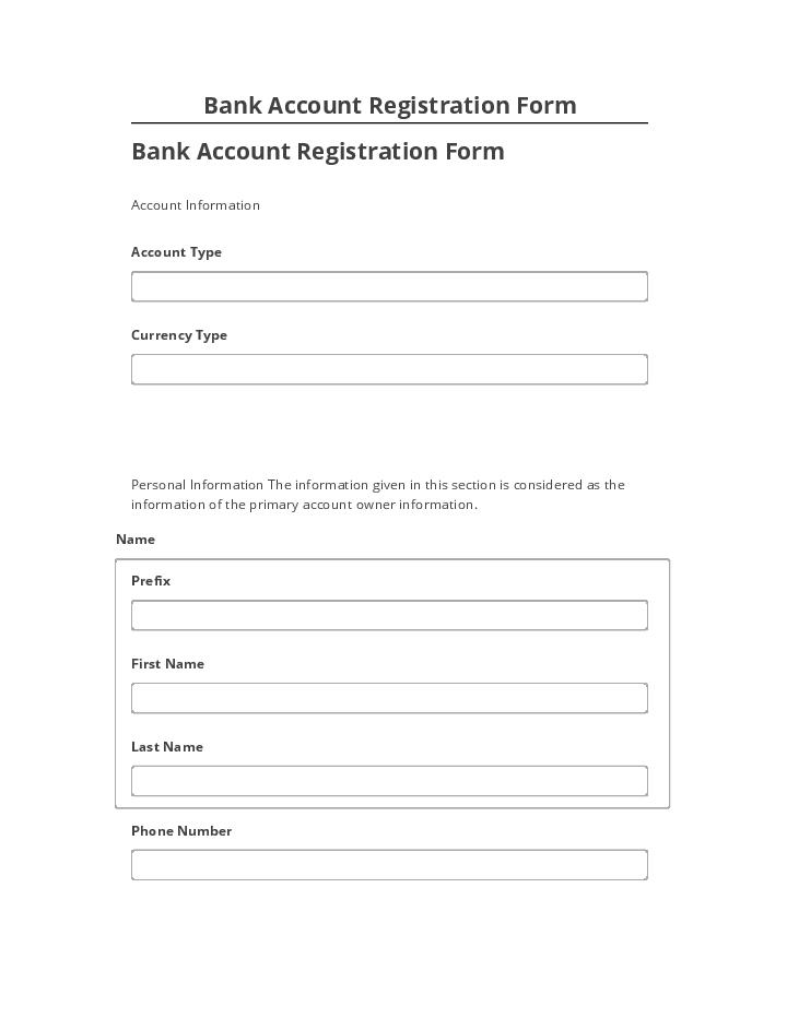 Extract Bank Account Registration Form from Microsoft Dynamics