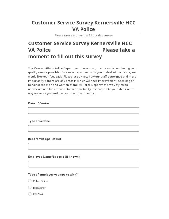 Manage Customer Service Survey Kernersville HCC VA Police
