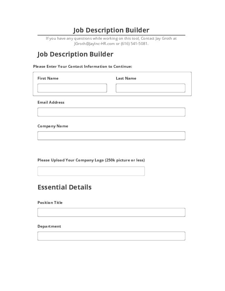 Arrange Job Description Builder in Salesforce
