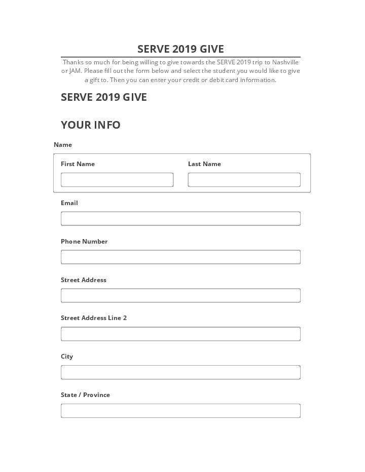 Integrate SERVE 2019 GIVE