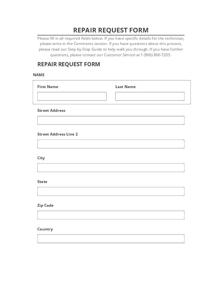 Pre-fill REPAIR REQUEST FORM from Microsoft Dynamics
