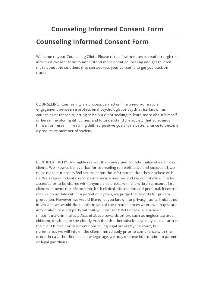 Export Counseling Informed Consent Form to Microsoft Dynamics
