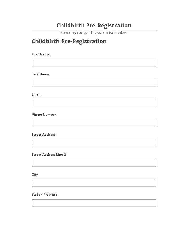 Update Childbirth Pre-Registration from Netsuite