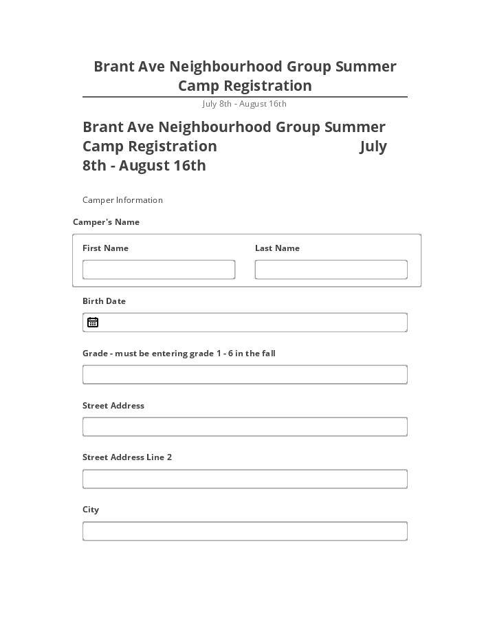 Automate Brant Ave Neighbourhood Group Summer Camp Registration in Netsuite