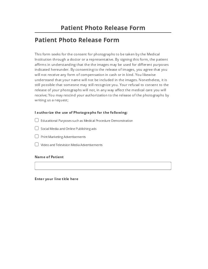 Arrange Patient Photo Release Form