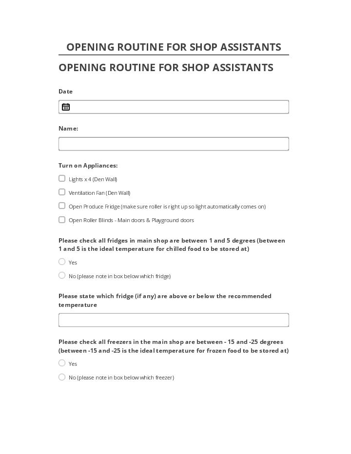 Arrange OPENING ROUTINE FOR SHOP ASSISTANTS in Microsoft Dynamics