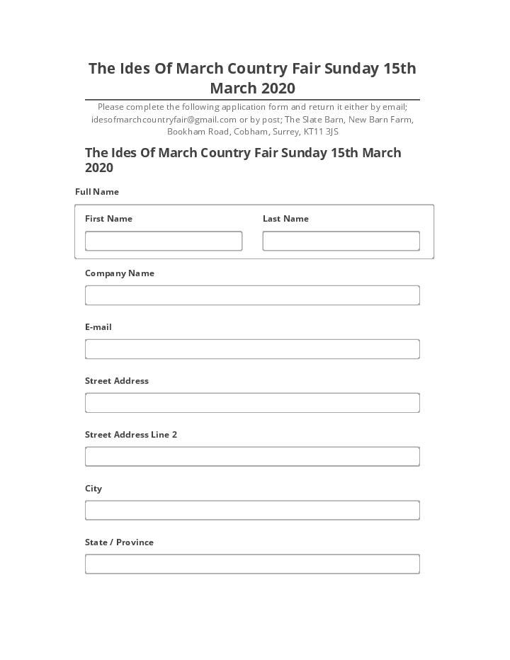 Pre-fill The Ides Of March Country Fair Sunday 15th March 2020 from Netsuite