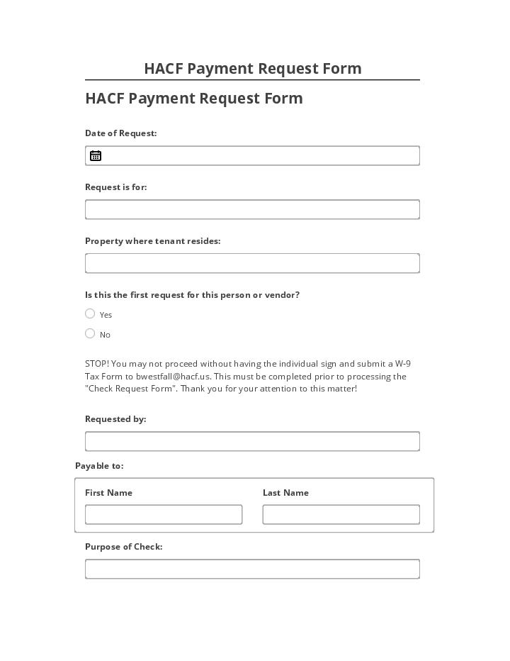 Update HACF Payment Request Form from Salesforce