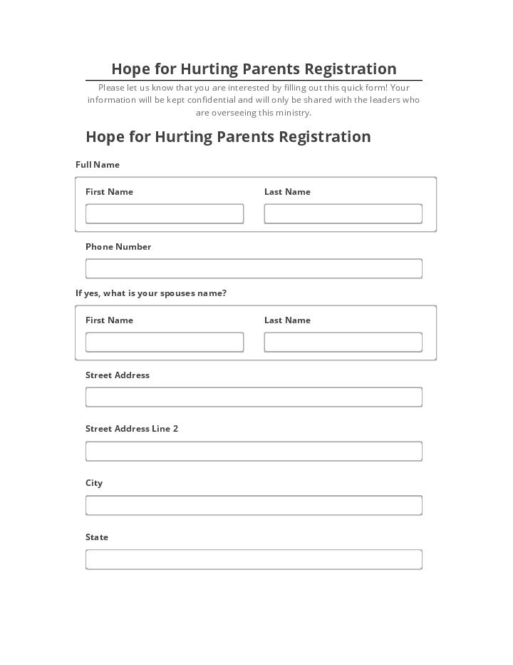 Arrange Hope for Hurting Parents Registration in Microsoft Dynamics