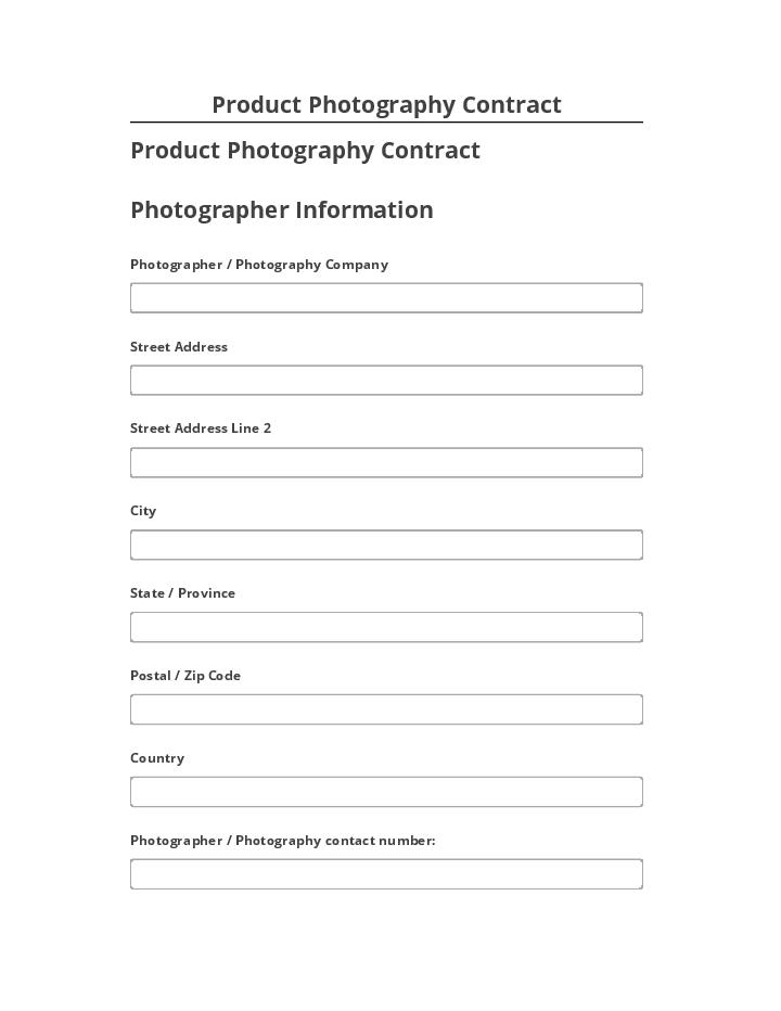 Arrange Product Photography Contract
