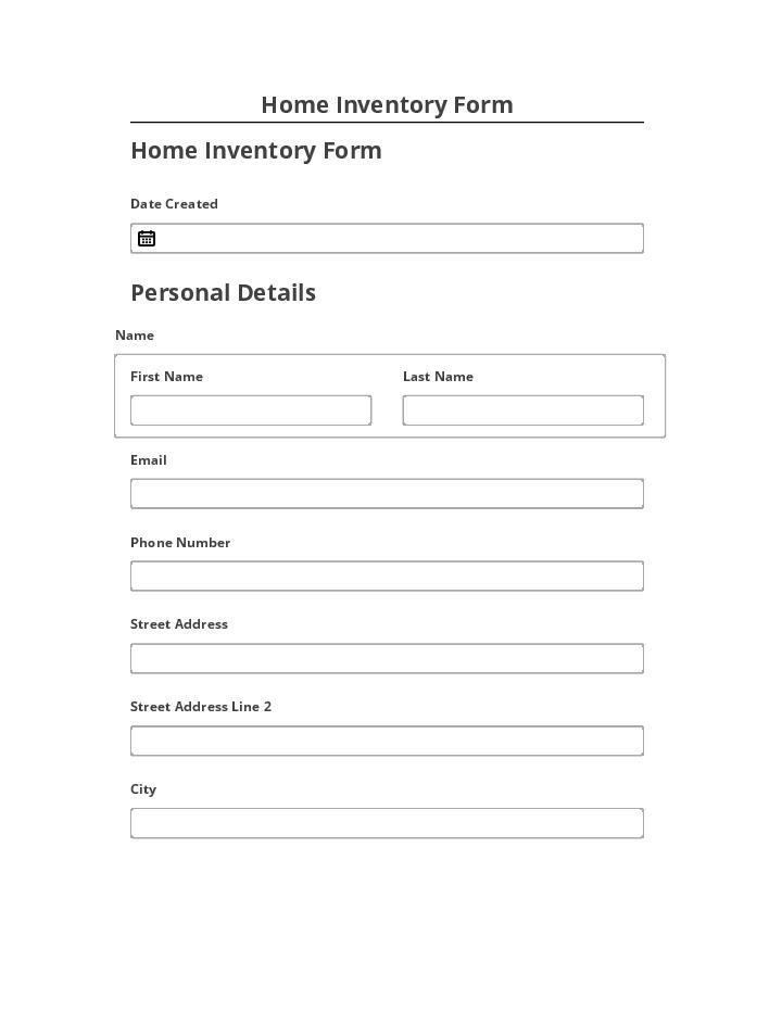 Pre-fill Home Inventory Form