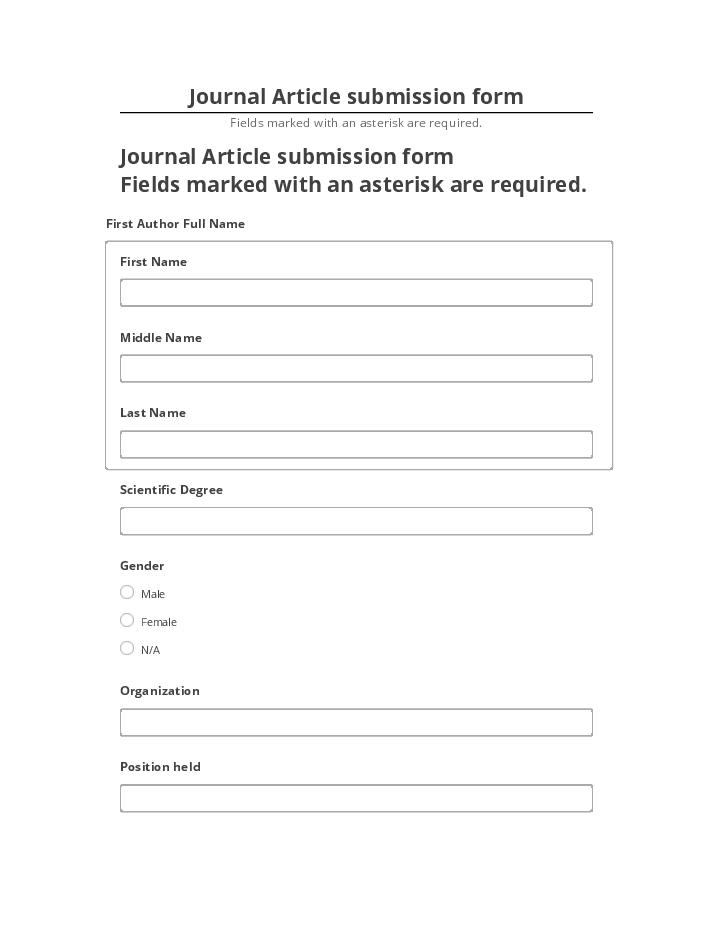 Update Journal Article submission form from Salesforce