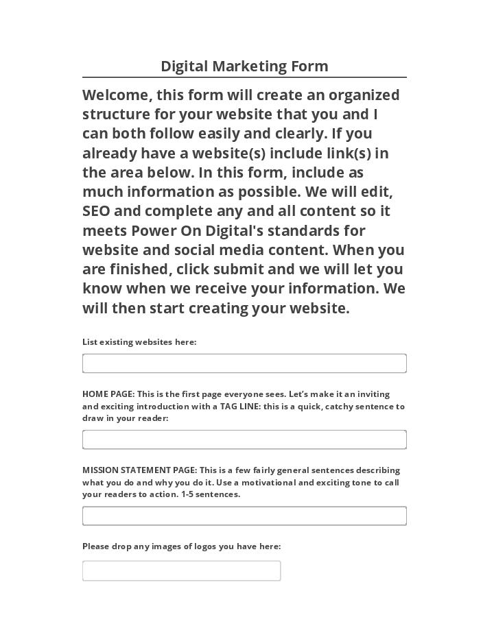Pre-fill Digital Marketing Form