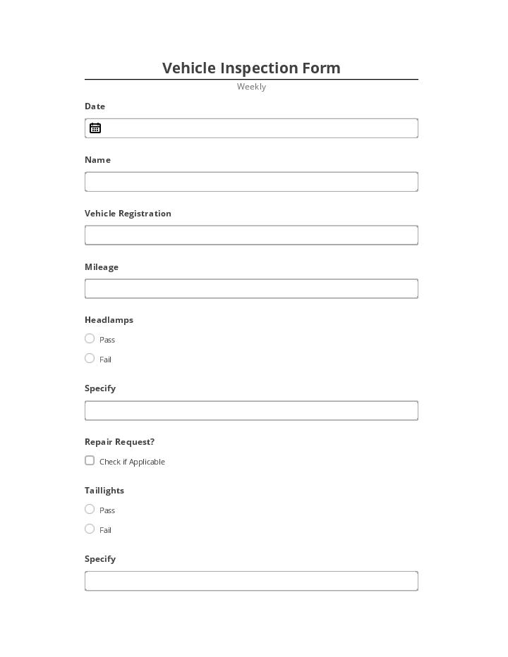 Manage Vehicle Inspection Form