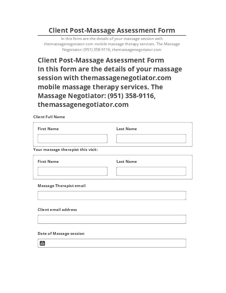 Synchronize Client Post-Massage Assessment Form