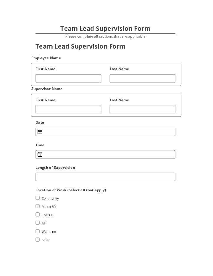 Pre-fill Team Lead Supervision Form