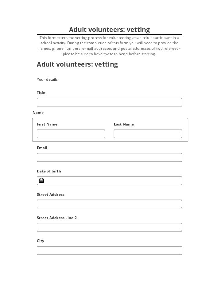 Incorporate Adult volunteers: vetting in Netsuite