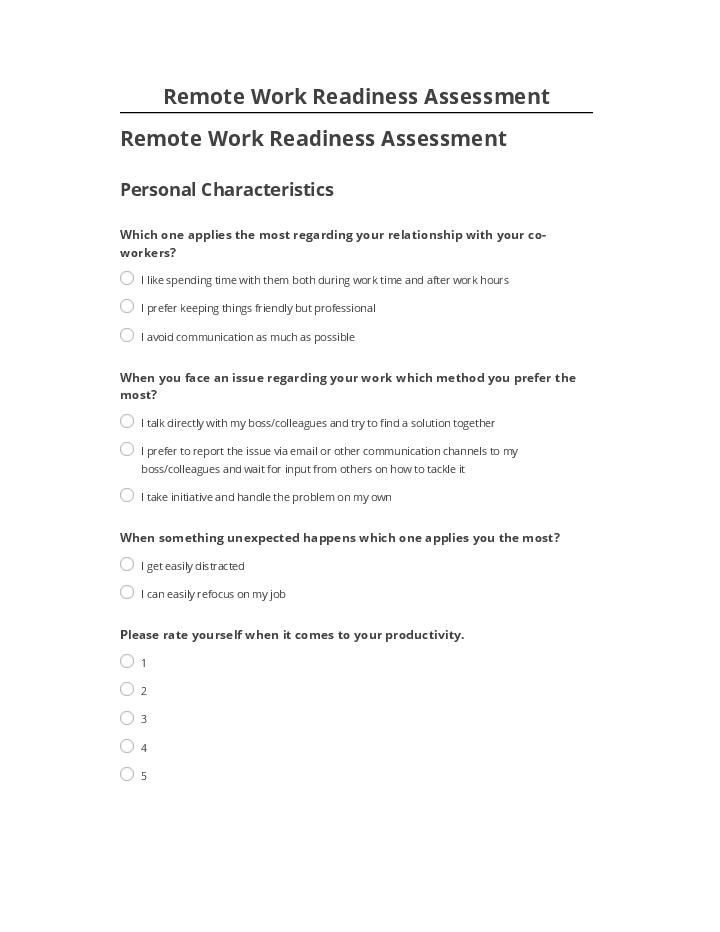Manage Remote Work Readiness Assessment