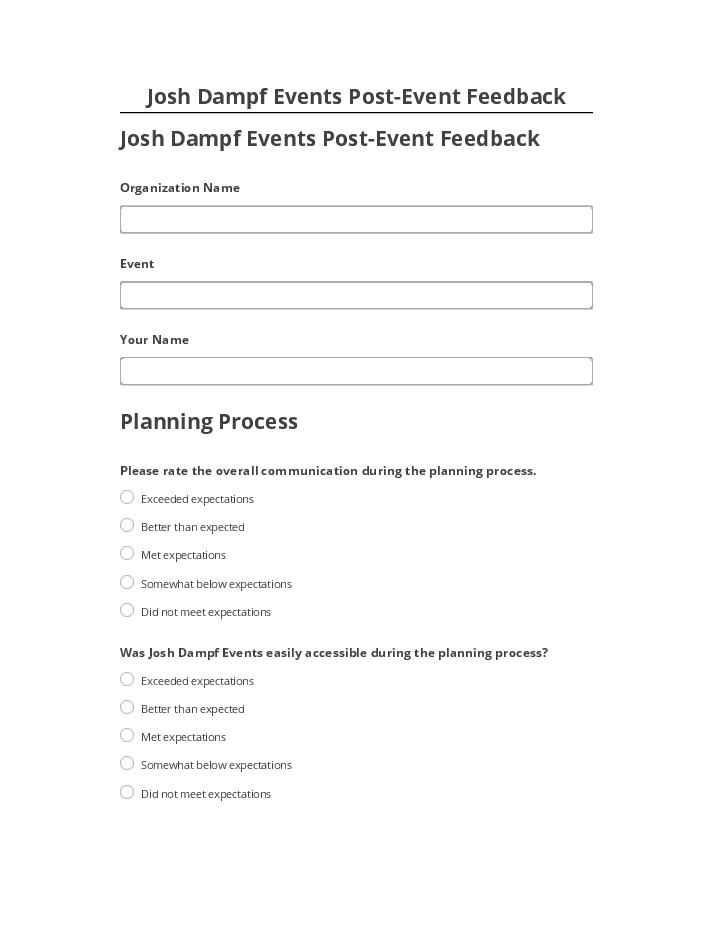 Arrange Josh Dampf Events Post-Event Feedback in Salesforce