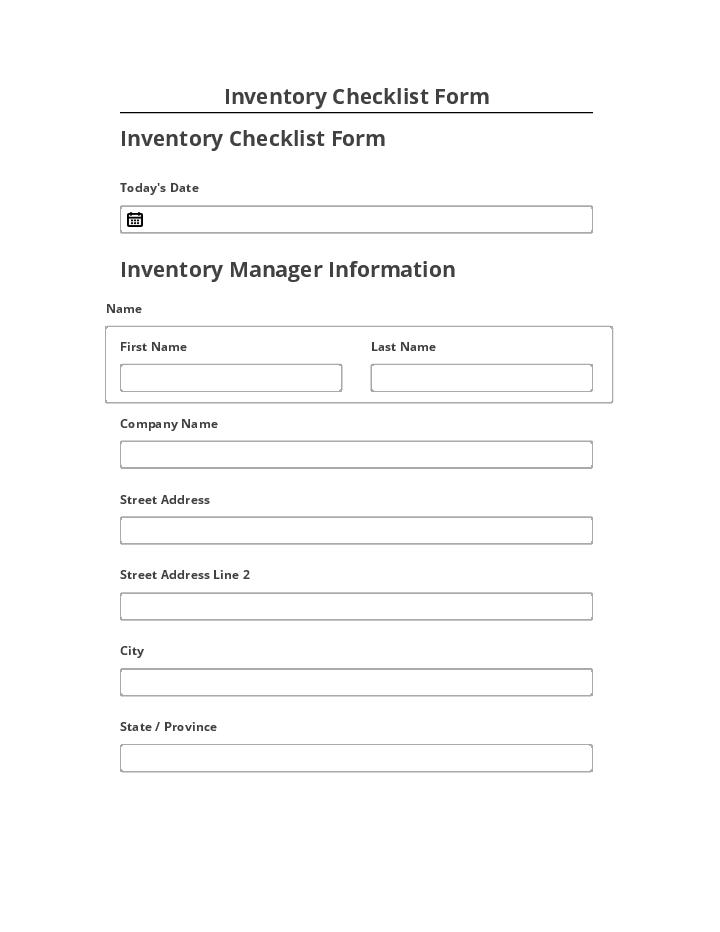 Arrange Inventory Checklist Form in Netsuite