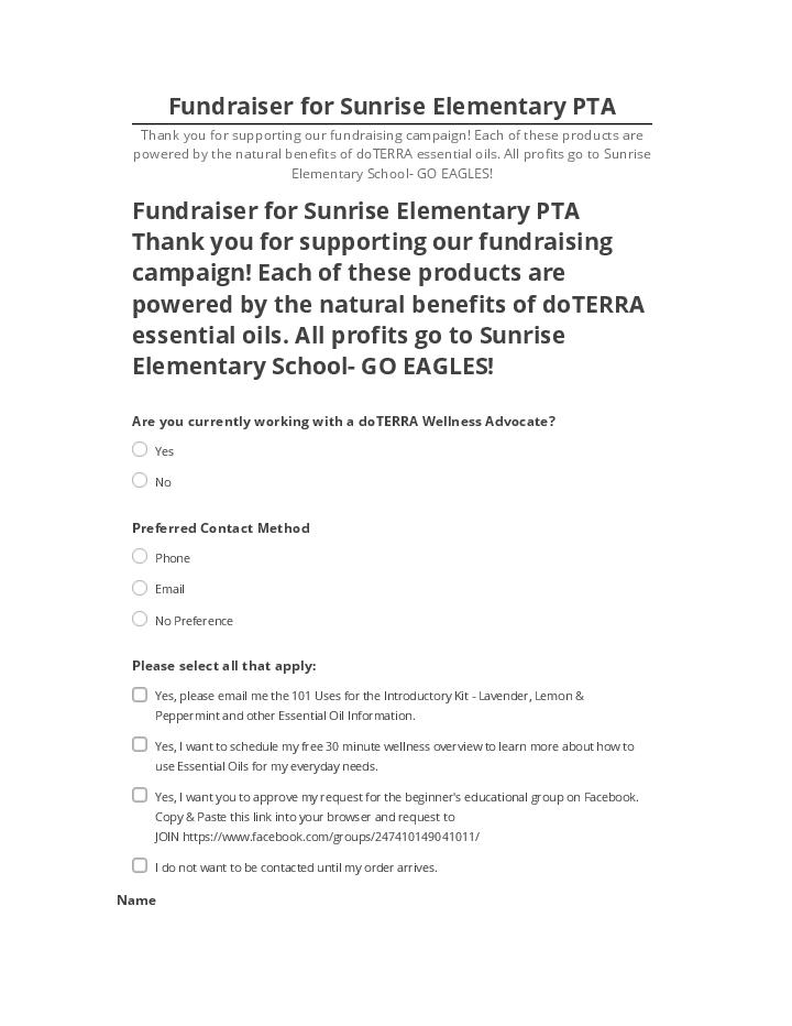 Update Fundraiser for Sunrise Elementary PTA from Microsoft Dynamics