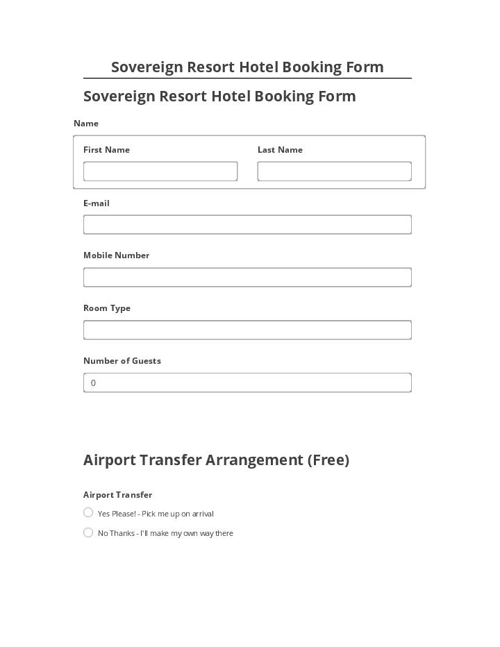 Arrange Sovereign Resort Hotel Booking Form