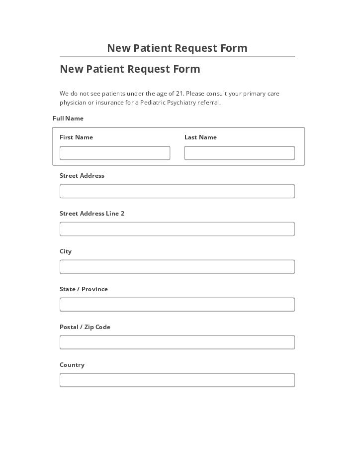 Arrange New Patient Request Form in Salesforce