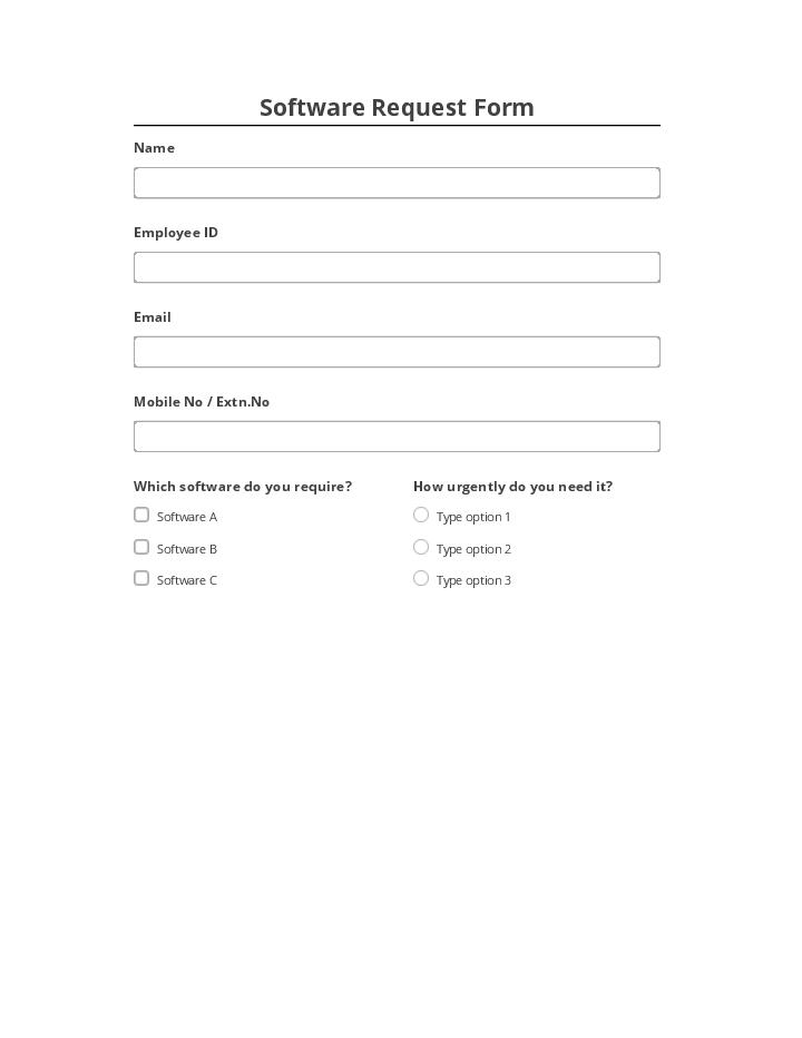 Export Software Request Form to Salesforce