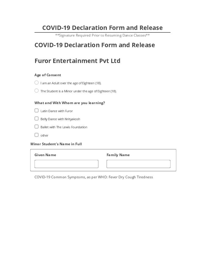 Arrange COVID-19 Declaration Form and Release in Microsoft Dynamics