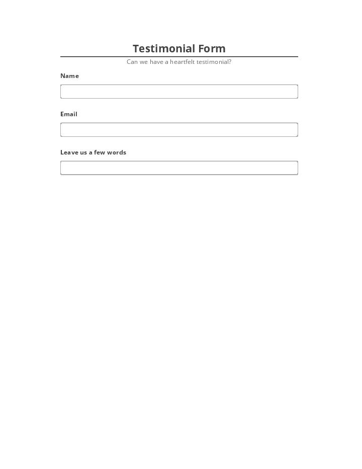 Pre-fill Testimonial Form from Netsuite