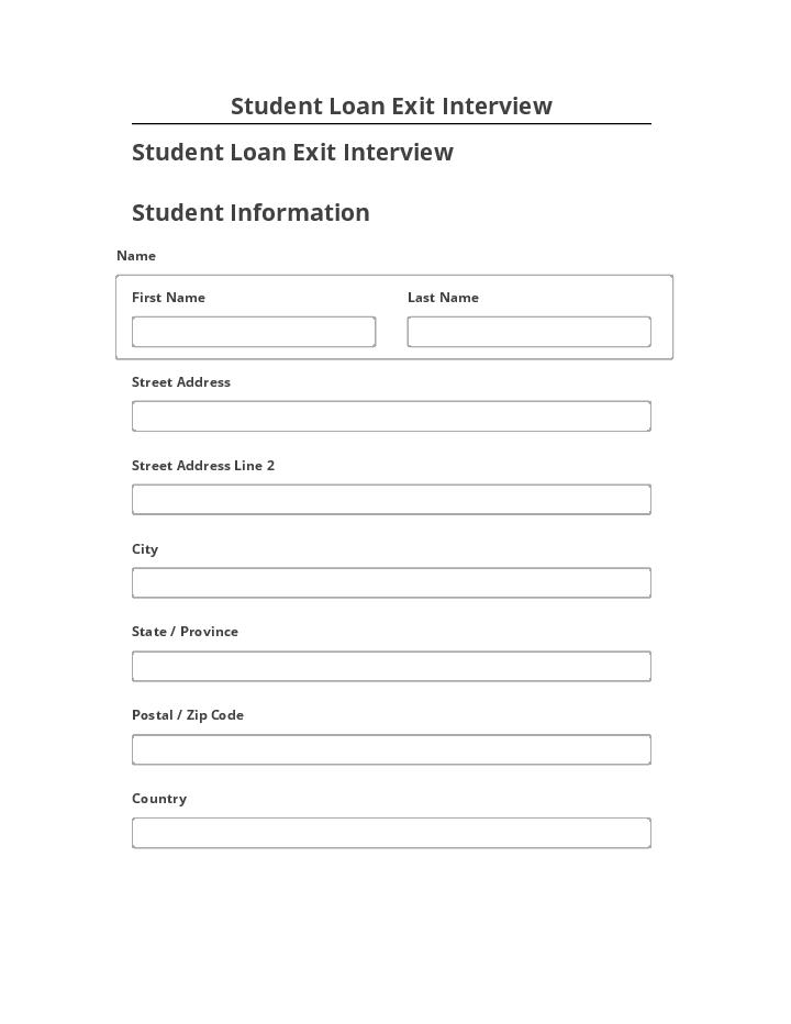 Pre-fill Student Loan Exit Interview